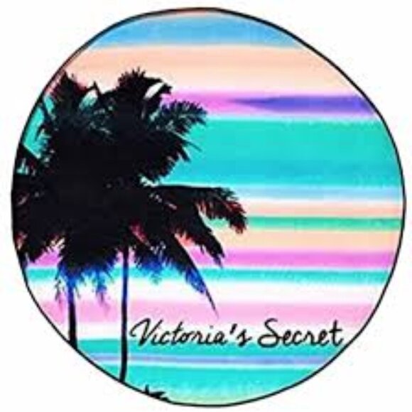 Victoria's Secret Multicolor Sunset Palm Tree Large Round Circle Beach Towel - Picture 1 of 2